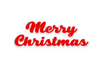 Merry Christmas text with shadow on a white background