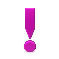 exclamation mark exclamation point 3d pink punctuation mark warning sign attention symbol advice icon isolated on white