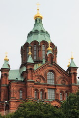Fototapeta na wymiar Orthodox Uspensky Cathedral in Helsinki, Finland