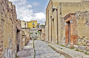 Улица древнего города Геркуланума. Эрколано. Италия.