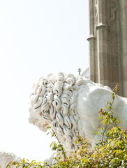 Marble sculpture of a lion in Vorontsov Palace of Crimea.