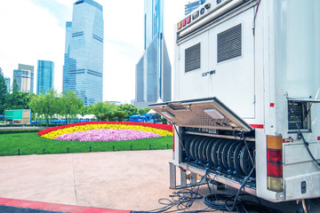 Focus so desiredSteel roller with fiber optic cables for the installation of data cables on a...