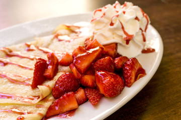 Homemade french crepe on the table