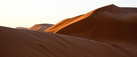 Naklejka na ściany i meble A game of shadows in the sand dunes of the desert at dawn