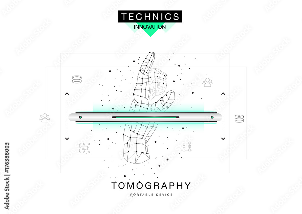 Poster trendy technics innovation systems layouts in polygonal contour line composition, future analysis an