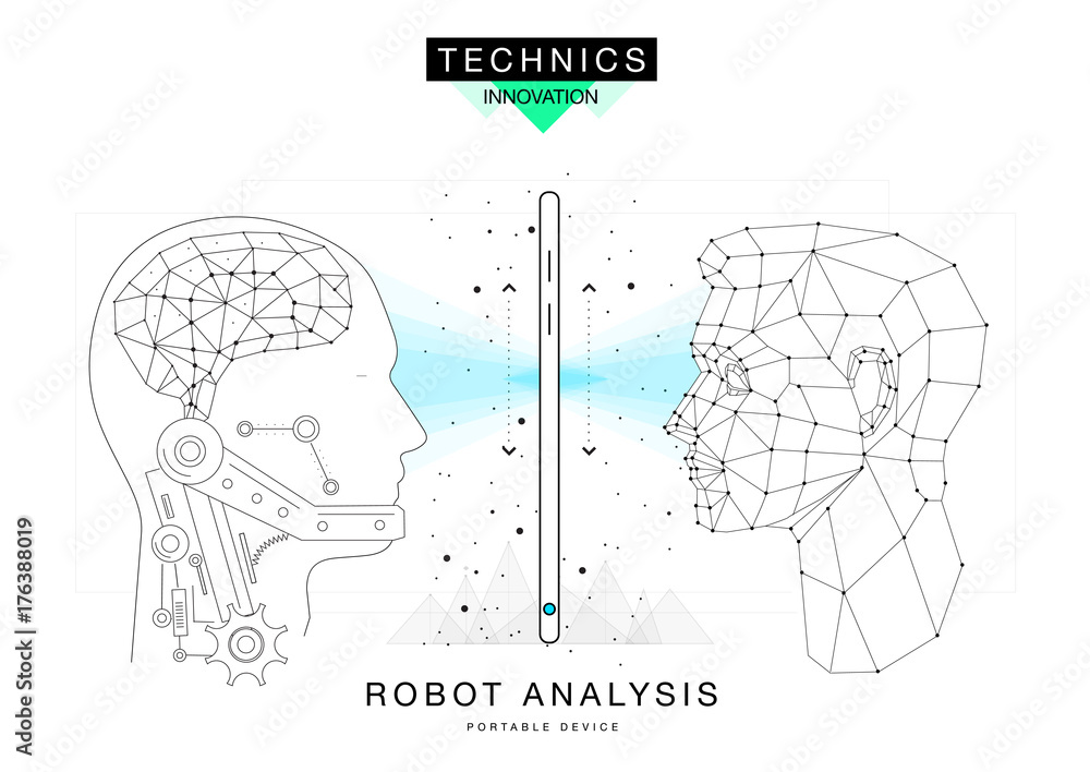 Poster trendy technics innovation systems layouts in polygonal contour line composition, future analysis an