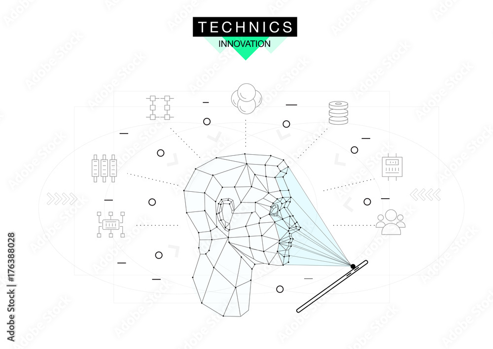 Poster trendy technics innovation systems layouts in polygonal contour line composition, future analysis an