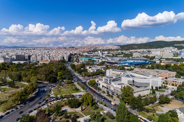 Aerial view of the urban park in central of Thessaloniki city, Greece