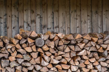 Door stickers Firewood texture stack of wood