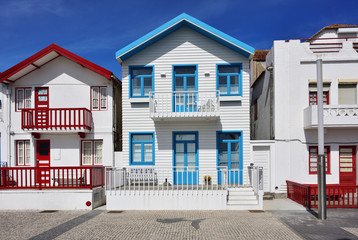 Striped colored houses, Costa Nova, Beira Litoral, Portugal, Europe