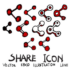 Set of Share doodle illustration Hand drawn Sketch line vector eps10