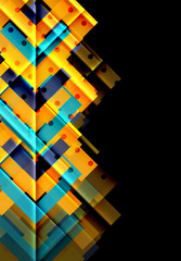 Colorful triangles and arrows on dark background