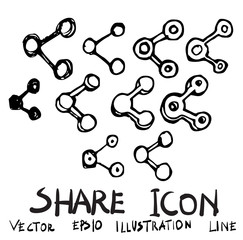 Set of Share doodle illustration Hand drawn Sketch line vector eps10
