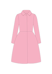 Women's coat robe. Cashmere and wool. Trendy model of women's wardrobe. Vector illustration