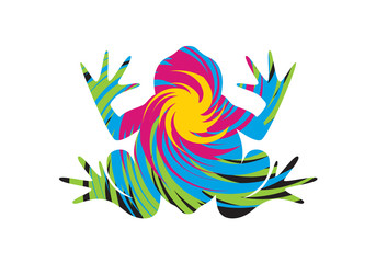 Psychedelic colorful frog icon vector. Abstract frog design element isolated on a white background