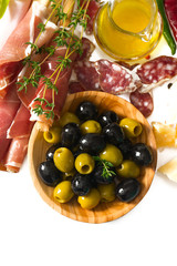 antipasti isolated on white background