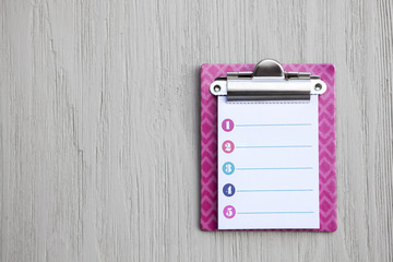 Clipboard with Blank Note Paper and Copy Space