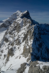 Zugspitze Jubiläumsgrat im Winter , Blick zum Gipfel