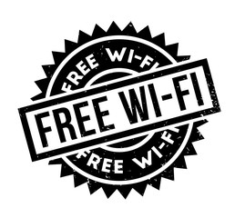 Free Wi-Fi rubber stamp. Grunge design with dust scratches. Effects can be easily removed for a clean, crisp look. Color is easily changed.