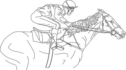 Horse Jockey Line Drawing