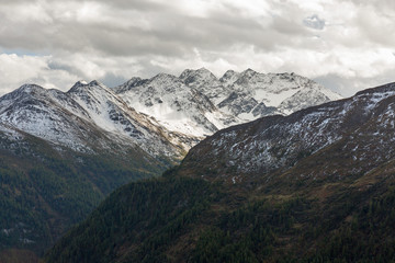 Mountain range Grossglockner High Alpine Road in Austria.