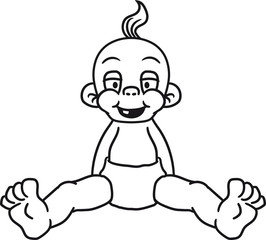 lachen glücklich sitzend klein süß niedlich windel kind baby comic cartoon