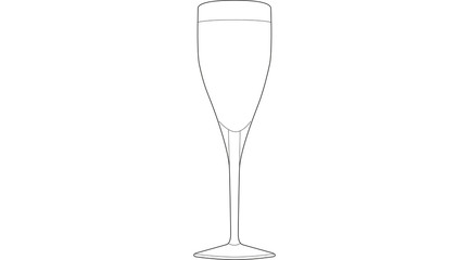 Champagne Flute Line Drawing Illustration