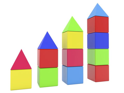 Towers of toy blocks
