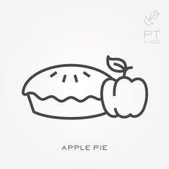 Line icon apple pie