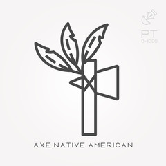 Line icon axe native American