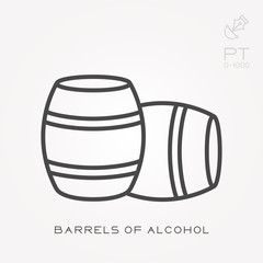 Line icon barrels of alcohol