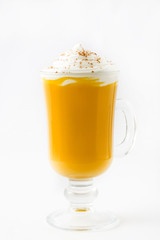 Pumpkin spiced latte isolated on white background

