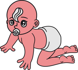 krabbeln schnuller laufen boden klein süß niedlich windel kind baby comic cartoon