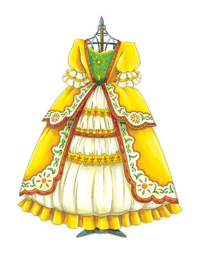 cartoon old style dress on the stand - illustration for children