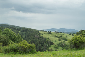 Fototapeta na wymiar Summer greens and clouds, Bulgaria