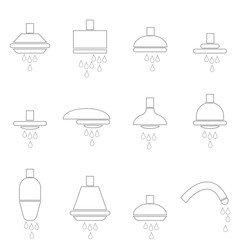 Shower heads faucet icon catalogue., Vector, Illustration