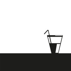 Drink in a plastic cup with a straw. Vector icon in two colors. Black and white.