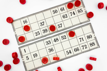 Bingo cards with chips