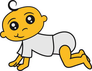 krabbeln laufen klein süß niedlich windel kind baby comic cartoon