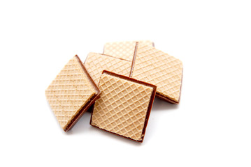 chocolate waffle on white