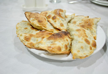 The qutabs traditional dish of Azerbaijan. Oriental cuisine. Made from thinly rolled dough with camel meat