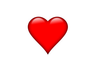 Red heart icon illustration isolated on white background.