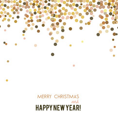 Merry Christmas  greeting vector illustration with confetti and text