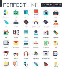 Vector set of flat Electronic devices icons.