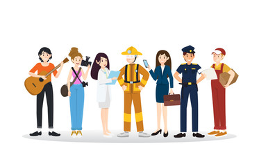 A group of different professions illustration flat design