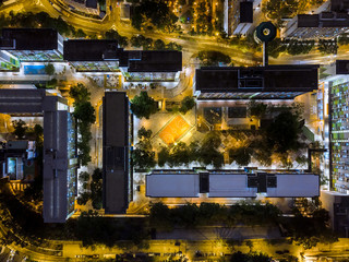 Aerial view of public housing of Hong Kong at night