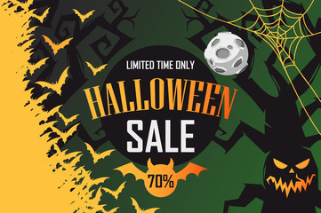 banner for halloween sales. vector illustration