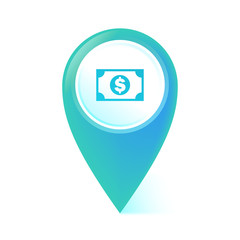 Map Pointer blau - Geldschein - Dollar