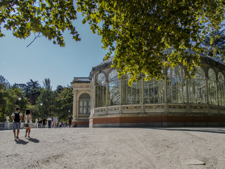Obraz premium Cople walking in retiro park. Madrid, Spain