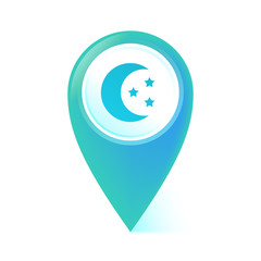 Map Pointer blau - Mond und Sterne